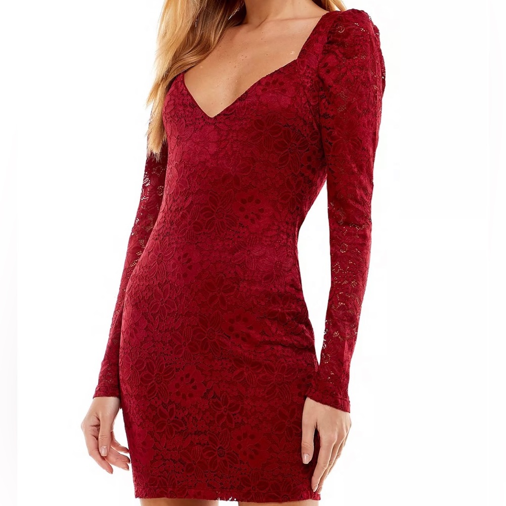 City Studio Juniors Lace Bodycon Dress